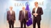 Premijer Kosova Avdulah Hoti, šef evropske diplomatije Žozep Borelj i predsednik Srbije Aleksandar Vučić u Briselu, 16. jul 2020. (slobodnaevropa.org via Twitter)