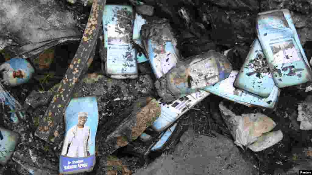 Burial pamphlets showing the photographs of former Ondo state governor Olusegun Agagu.