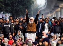 A man reacts during a protest against a new citizenship law outside the Jamia Millia Islamia university in New Delhi, India, December 26, 2019.