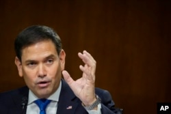 FILE - Sen. Marco Rubio, R-Fla., speaks during a Senate Foreign Relations Committee hearing, on Capitol Hill in Washington, Sept. 14, 2021.