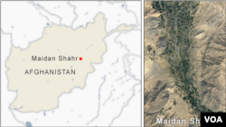 Carte de Maidan Shar, chef-lieu de la province de Wardak, à 50 kilomètres au sud de Kaboul.