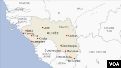 Situation géographique de la Guinée. (VOA)