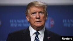 U.S. President Donald Trump holds a news conference after his summit with North Korean leader Kim Jong Un at the JW Marriott hotel in Hanoi, Vietnam, Feb. 28, 2019. 