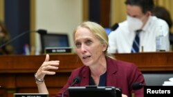 Rep. Mary Gay Scanlon speaks during a hearing of the House Judiciary Subcommittee on Antitrust, Commercial and Administrative Law on "Online Platforms and Market Power", in the Rayburn House office Building on Capitol Hill, in Washington, U.S., July 29, 2020. Mandel Ngan/Pool