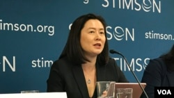 香港中文大學教授林夏如2019年9月25日參加史汀生中心香港問題座談會（美國之音鍾辰芳拍攝）