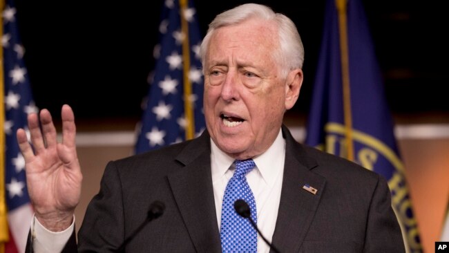 FILE - House Majority Leader Steny Hoyer of Maryland, speaks at a news conference to introduce legislation supporting NATO on Capitol Hill in Washington, Jan. 22, 2019.