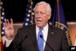 FILE - House Majority Leader Steny Hoyer of Maryland speaks at a news conference on Capitol Hill in Washington, Jan. 22, 2019.