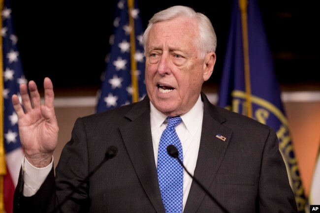 FILE - House Majority Leader Steny Hoyer of Maryland speaks at a news conference on Capitol Hill in Washington, Jan. 22, 2019.