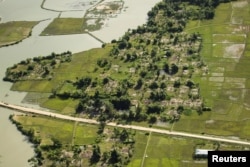 Aerial view of a burnt Rohingya village near Maungdaw in Rakhine state, Myanmar, Sept. 20, 2018.