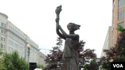 資料照：以1989年天安門廣場民主女神像為原型的華盛頓共產主義受難者紀念碑。