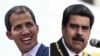 This combination of pictures created May 25, 2019, shows Venezuelan opposition leader Juan Guaido, left, in Caracas, Feb. 2, 2019, and Venezuelan President Nicolas Maduro, right, at the Fuerte Tiuna Military Complex in Caracas, Jan. 10, 2019.