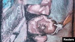 Sudski crtež - prikaz video snimka na kojem se vidi DŽordž Flojd oboren na zemlju