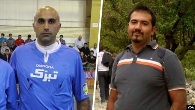 سهیل عربی (راست) به همراه حمید حاج جعفرکاشانی به ادامه بازداشت خانم «نرگس مظلوم» معترض هستند. 