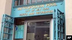 The doors are open at the Metropolitan Pool in the Williamsburg neighborhood in the Brooklyn borough of New York, Monday, June 6, 2016.