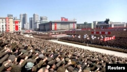 Prizor sa masovnog mitinga podrške Kim Džong-unu, održanog danas, u Pjongjangu