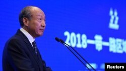 海航集團董事長陳峰2018年10月30日在中國海南省博鰲舉行的“一帶一路”媒體合作論壇上發表講話。