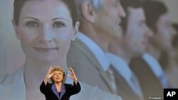 EU commissioner Viviane Reding addresses media on gender equality, Brussels, March 5, 2012.