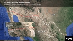 Map of US-Mexico border fence