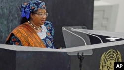 FILE - Malawi President Joyce Hilda Mtila Banda addresses the 68th session of the United Nations General Assembly.