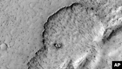 An image of Mars shows what looks like a giant elephant, but is actually an ancient lava flow.