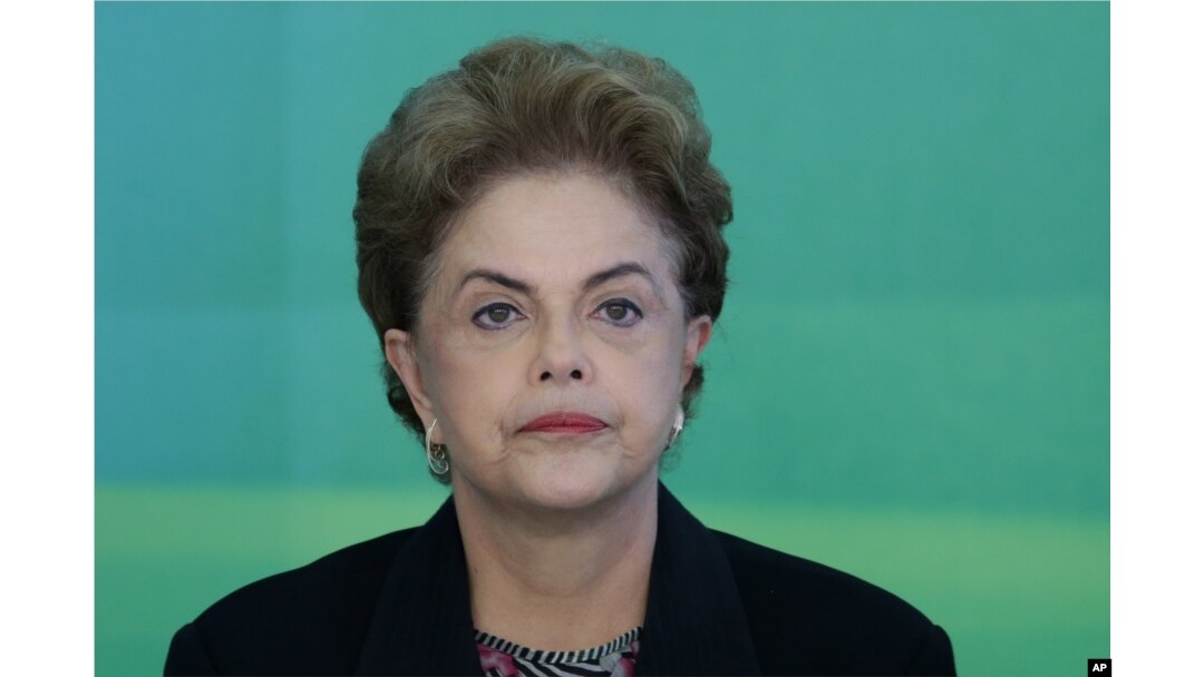 FILE - Brazil’s President Dilma Rousseff attends a meeting with rectors of public universities, at the Planalto Presidential palace, in Brasilia, Brazil, March 11, 2016.
