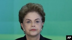 La présidente du Brésil Dilma Rousseff, le 11 mars 2016. (AP Photo/Eraldo Peres) 