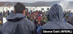 Bihać - Refugees and migrants protesting in camp Lipa during winter time - January 3rd 2021