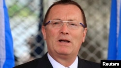 United Nations Under-Secretary-General for Political Affairs Jeffrey D. Feltman addresses a news conference at the presidential palace in capital Mogadishu, Somalia, June 27, 2013.