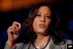 Democratic presidential candidate Sen. Kamala Harris, D-Calif., speaks at the Alpha Kappa Alpha Sorority South Central Regional Conference in New Orleans, April 19, 2019.