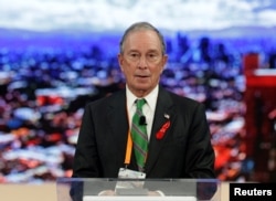 FILE - Michael Bloomberg, the U.N. Special Envoy for Cities and Climate Change, speaks at the C40 Mayors Summit at a hotel in Mexico City, Mexico, Dec. 1, 2016. Last month, in an effort to fill a climate leadership void, Bloomberg committed $200 million to support city initiatives, including projects to combat global warming through a grant program called the American Cities Initiative.