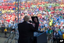 President Donald Trump speaks at the 2017 National Scout Jamboree in Glen Jean, West Virginia, July 24, 2017.
