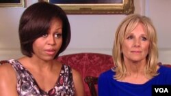 La primera dama, Michelle Obama, y la esposa del vicepresidente, la doctora Jil Biden, lideran el programa "Uniendo Fuerzas".