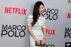 FILE - Zhu Zhu attends the season premiere of the new Netflix series "Marco Polo" at AMC Lincoln Square in New York.
