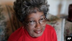 FILE - Claudette Colvin talks about segregation laws in the 1950s, Feb. 5, 2009 in New York.