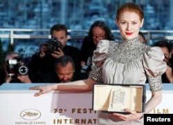 Emily Beecham was named best actress at the Cannes Film Festival for her performance in "Little Joe," Cannes, France, May 25, 2019.