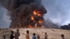 Musul'un 50 kilometre güneyindeki Kayyara'da IŞİD tarafından petrol dökülüp teşe verilen kükürt kuyuları