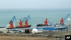 A view of the newly built Gawadar port, about 700 kilometers (435 miles) west of Karachi, Pakistan, Monday, March 19, 2007. 