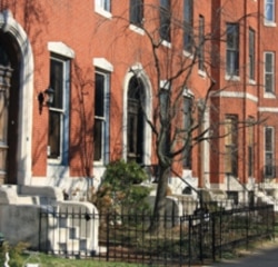 Row houses with marble steps