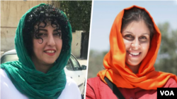 نازنین زاغری(راست) شهروند بریتانیایی- ایرانی و نرگس محمدی فعال مدنی زندانی در ایران