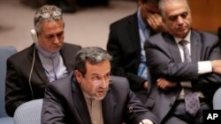 FILE - Iran Minister for Foreign Affairs Seyed Abbas Araghchi speaks to the U.N. Security Council at the United Nations headquarters, Sept. 19, 2014.