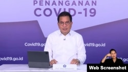 Juru bicara Satgas Penanganan COVID-19 Prof Wiku Adisasmito dalam sebuah konferensi pers. (Foto:VOA)