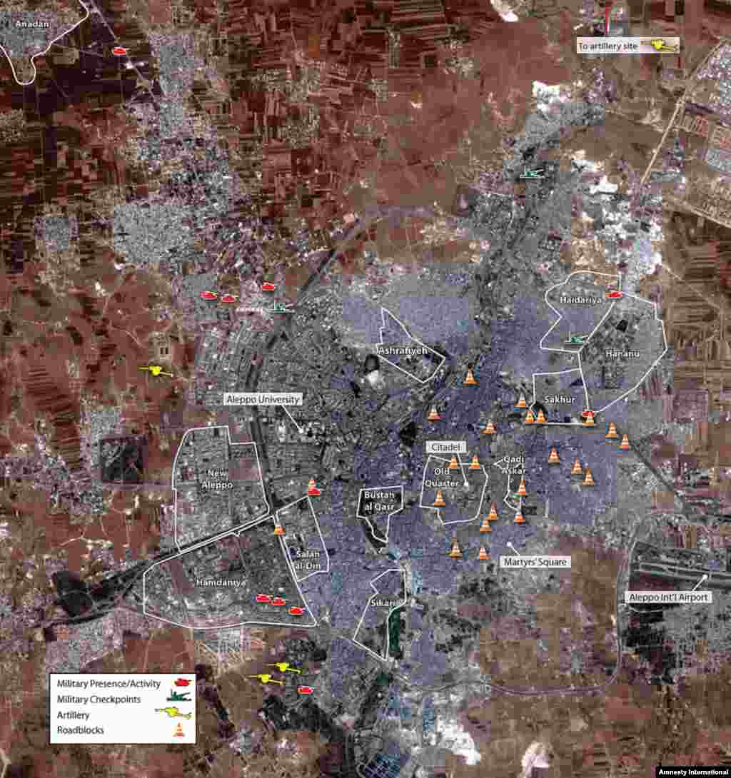 This image map provides an overview of the activity seen in Aleppo from July 23, 2012 to August 1, 2012 (base image collected on July 29, 2012).