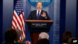 White House press secretary Sean Spicer speaks during the daily press briefing at the White House in Washington, March 30, 2017.