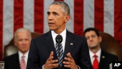 President Barack Obama delivers his State of the Union address before a joint session of Congress on Capitol Hill in Washington, Jan. 12, 2016.