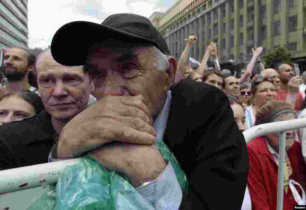 Participants at the anti-government protest in Moscow.
