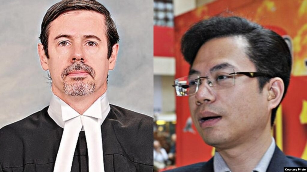 香港区域法官杜大卫(左) “红二代”蔡小心(右)(博闻社图片 )
