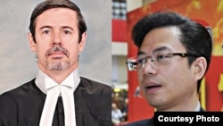 香港区域法官杜大卫(左) “红二代”蔡小心(右)(博闻社图片 )