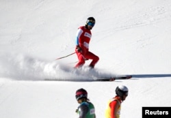 Switzerland's Alex Fiva in action during the men's ski cross at the FIS Ski Cross World Cup, Genting Snow Park, Zhangjiakou, China, Nov. 27, 2021.