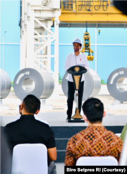 Presiden Jokowi Meresmikan Pabrik Baja Tercanggih ke-2 di Dunia milik PT Krakatau Steel (Persero) Tbk di Cilegon, Banten, Selasa (21/9). (Foto: Courtesy/Biro Setpres)