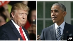 Le président sortant des Etats-Unis Barack Obama et son remplaçant Donald Trump.